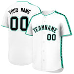Custom White Bright Green Color Block Personalized Side Dotted Line Baseball Jersey | BuyFootballJersey