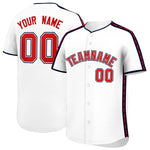 Custom White Navy Color Block Personalized Side Dotted Line Baseball Jersey | BuyFootballJersey