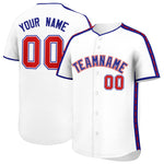 Custom White Royal Color Block Personalized Side Dotted Line Baseball Jersey | BuyFootballJersey