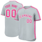 Custom Silver Pink Color Block Personalized Side Dotted Line Baseball Jersey | BuyFootballJersey