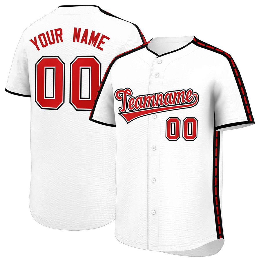 Custom White Black Color Block Personalized Side Dotted Line Baseball Jersey | BuyFootballJersey