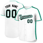 Custom White Bright Green Color Block Personalized Side Dotted Line Baseball Jersey | BuyFootballJersey