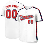 Custom White Navy Color Block Personalized Side Dotted Line Baseball Jersey | BuyFootballJersey