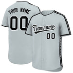 Custom Silver Black Color Block Personalized Side Dotted Line Baseball Jersey | BuyFootballJersey