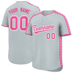 Custom Silver Pink Color Block Personalized Side Dotted Line Baseball Jersey | BuyFootballJersey