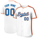 Custom White Orange Color Block Personalized Side Dotted Line Baseball Jersey | BuyFootballJersey