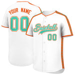Custom White Orange Color Block Personalized Side Dotted Line Baseball Jersey | BuyFootballJersey