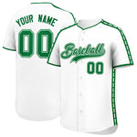 Custom White Kelly Green Color Block Personalized Side Dotted Line Baseball Jersey | BuyFootballJersey