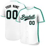 Custom White Bright Green Color Block Personalized Side Dotted Line Baseball Jersey | BuyFootballJersey