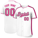 Custom White Pink Color Block Personalized Side Dotted Line Baseball Jersey | BuyFootballJersey