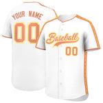 Custom White Light Orange Color Block Personalized Side Dotted Line Baseball Jersey | BuyFootballJersey