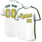 Custom White Green Color Block Personalized Side Dotted Line Baseball Jersey | BuyFootballJersey
