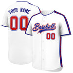 Custom White Royal Color Block Personalized Side Dotted Line Baseball Jersey | BuyFootballJersey