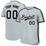 Custom Silver Black Color Block Personalized Side Dotted Line Baseball Jersey | BuyFootballJersey