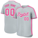 Custom Silver Pink Color Block Personalized Side Dotted Line Baseball Jersey | BuyFootballJersey