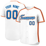Custom White Orange Color Block Personalized Side Dotted Line Baseball Jersey | BuyFootballJersey