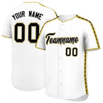 Custom White Old Gold Color Block Personalized Side Dotted Line Baseball Jersey | BuyFootballJersey