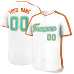 Custom White Orange Color Block Personalized Side Dotted Line Baseball Jersey | BuyFootballJersey