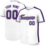 Custom White Purple Color Block Personalized Side Dotted Line Baseball Jersey | BuyFootballJersey