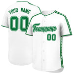 Custom White Kelly Green Color Block Personalized Side Dotted Line Baseball Jersey | BuyFootballJersey