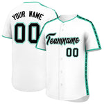 Custom White Bright Green Color Block Personalized Side Dotted Line Baseball Jersey | BuyFootballJersey