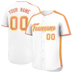 Custom White Light Orange Color Block Personalized Side Dotted Line Baseball Jersey | BuyFootballJersey