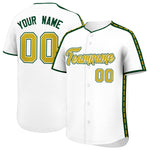 Custom White Green Color Block Personalized Side Dotted Line Baseball Jersey | BuyFootballJersey