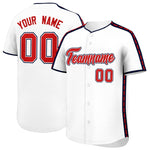 Custom White Navy Color Block Personalized Side Dotted Line Baseball Jersey | BuyFootballJersey