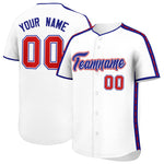 Custom White Royal Color Block Personalized Side Dotted Line Baseball Jersey | BuyFootballJersey