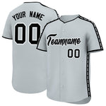 Custom Silver Black Color Block Personalized Side Dotted Line Baseball Jersey | BuyFootballJersey