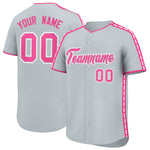 Custom Silver Pink Color Block Personalized Side Dotted Line Baseball Jersey | BuyFootballJersey