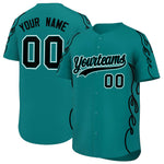 Custom Teal Black Side Flame Outline Pattern Sports Uniform Basetball Jersey | BuyFootballJersey