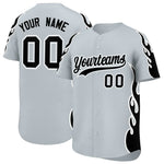 Custom Silver Black Side Flame Outline Pattern Sports Uniform Basetball Jersey | BuyFootballJersey