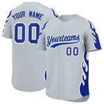 Custom Silver Royal Side Flame Outline Pattern Sports Uniform Basetball Jersey | BuyFootballJersey