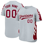 Custom Silver Crimson Side Flame Outline Pattern Sports Uniform Basetball Jersey | BuyFootballJersey