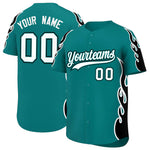 Custom Teal Black Side Flame Outline Pattern Sports Uniform Basetball Jersey | BuyFootballJersey