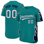 Custom Teal Navy Side Flame Outline Pattern Sports Uniform Basetball Jersey | BuyFootballJersey