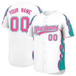 Custom White Aqua Side Flame Outline Pattern Sports Uniform Basetball Jersey | BuyFootballJersey