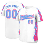 Custom White Pink Side Flame Outline Pattern Sports Uniform Basetball Jersey | BuyFootballJersey