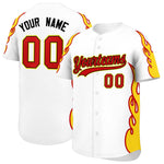 Custom White Gold Side Flame Outline Pattern Sports Uniform Basetball Jersey | BuyFootballJersey