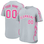 Custom Silver Pink Side Flame Outline Pattern Sports Uniform Basetball Jersey | BuyFootballJersey