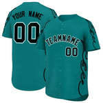 Custom Teal Black Side Flame Outline Pattern Sports Uniform Basetball Jersey | BuyFootballJersey