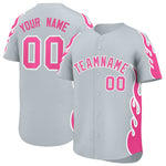 Custom Silver Pink Side Flame Outline Pattern Sports Uniform Basetball Jersey | BuyFootballJersey