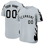 Custom Silver Black Side Flame Outline Pattern Sports Uniform Basetball Jersey | BuyFootballJersey