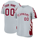 Custom Silver Crimson Side Flame Outline Pattern Sports Uniform Basetball Jersey | BuyFootballJersey