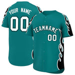 Custom Teal Black Side Flame Outline Pattern Sports Uniform Basetball Jersey | BuyFootballJersey