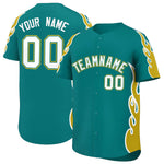 Custom Teal Old Gold Side Flame Outline Pattern Sports Uniform Basetball Jersey | BuyFootballJersey