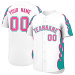 Custom White Aqua Side Flame Outline Pattern Sports Uniform Basetball Jersey | BuyFootballJersey