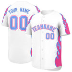 Custom White Pink Side Flame Outline Pattern Sports Uniform Basetball Jersey | BuyFootballJersey