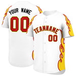 Custom White Gold Side Flame Outline Pattern Sports Uniform Basetball Jersey | BuyFootballJersey